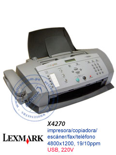 Equipo Multifunciones Lexmark X4270 : impresora/copiadora/escáner/fax/teléfono 4800x1